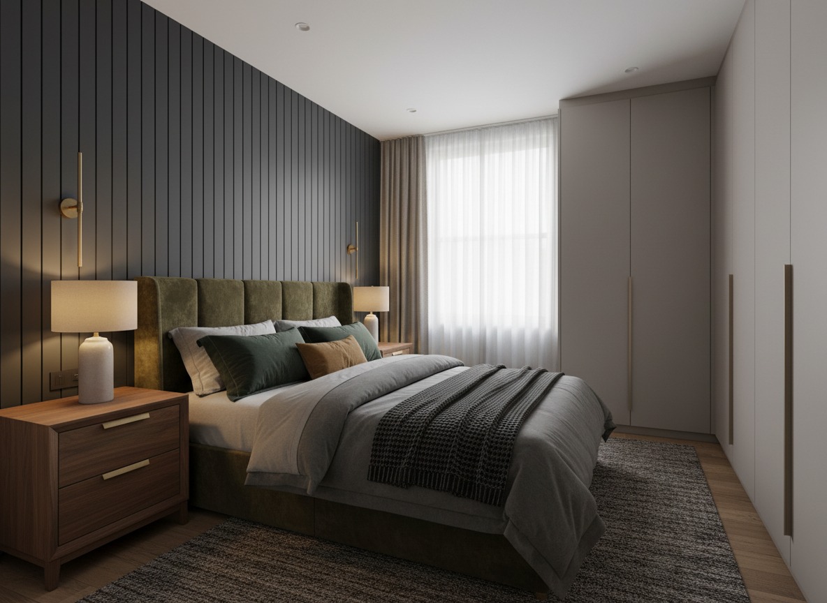 Bedroom renovation in London with a newly refurbished empty bedroom finished with fresh paint, new flooring, clean skirting, and upgraded lighting
